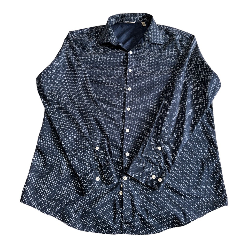Kenneth Cole Reaction Blue Polkadot Slim Fit Button Down Size Xl (34/35)